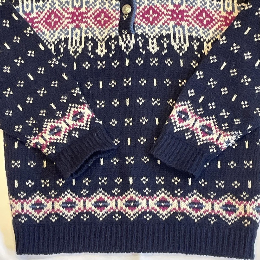 Vintage Women's LL Bean Fair Isle Wool Sweater S Ski Lodge Gorpcore Made In USA - Picture 3 of 14